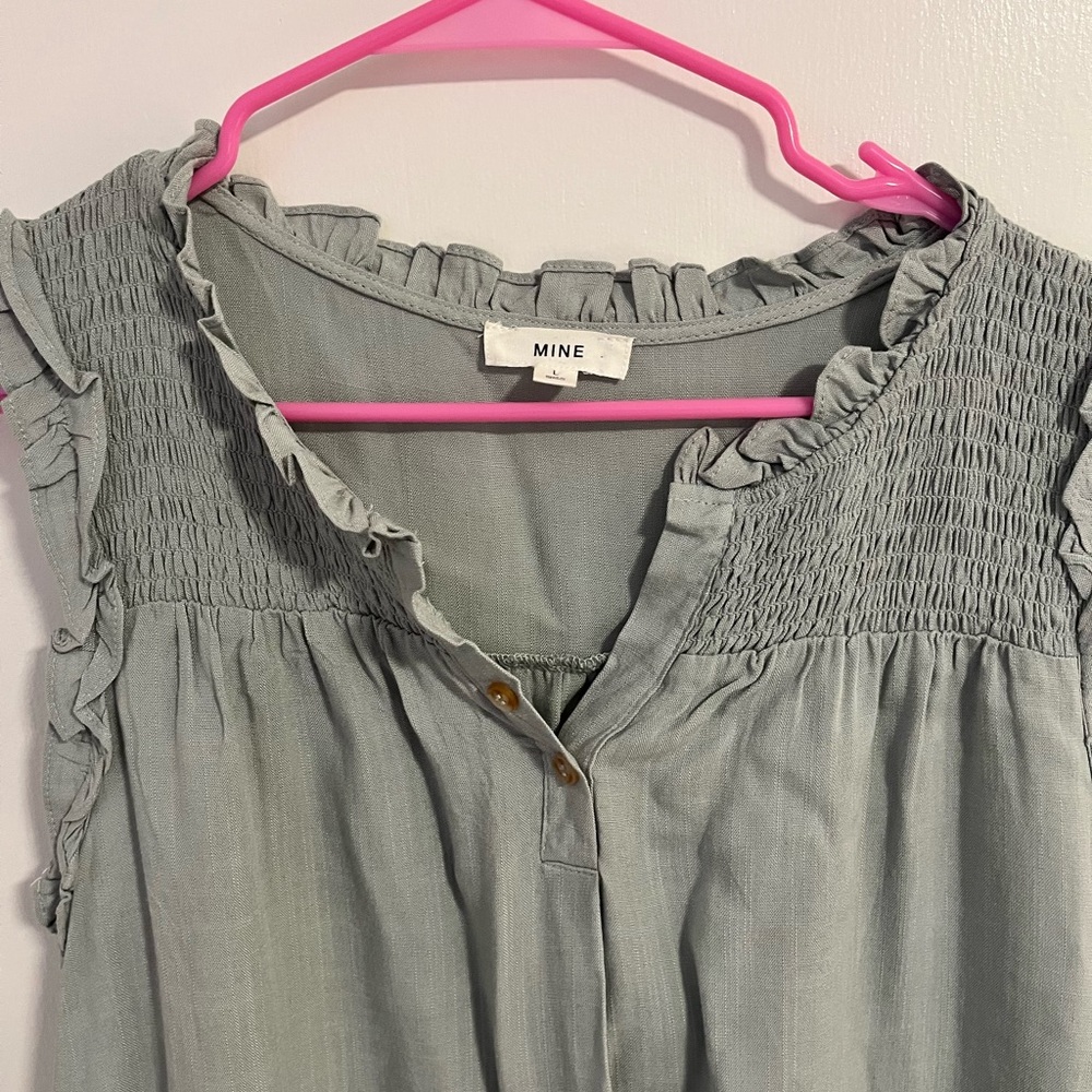 Mine Light Blue/green Ruffle Top size L - Picture 5 of 5